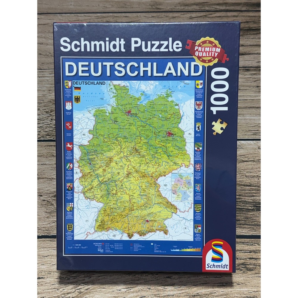 Schmidt Deutschland Map Jigsaw Puzzle 1000 Piece Blue Germany Geography 58287